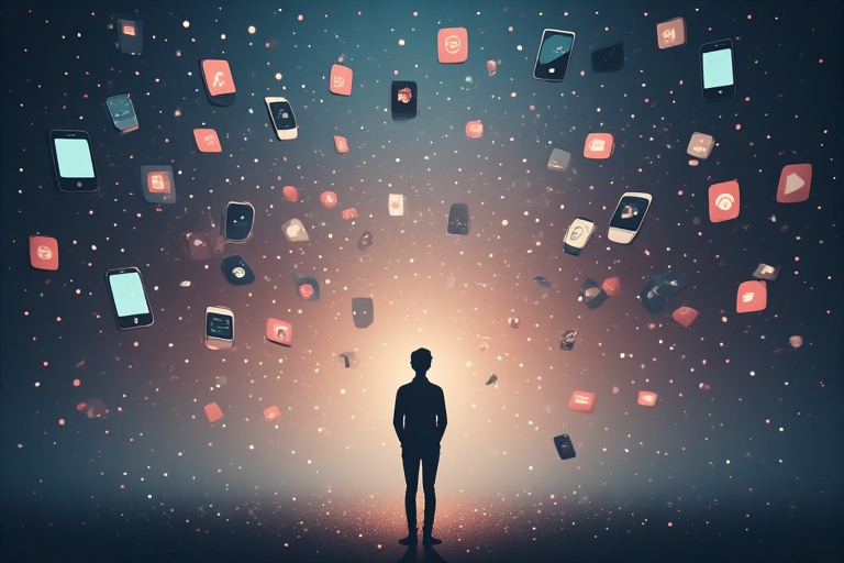 A person standing in the open surrounded by a cloud of icons representing a need to take back control of your digital self