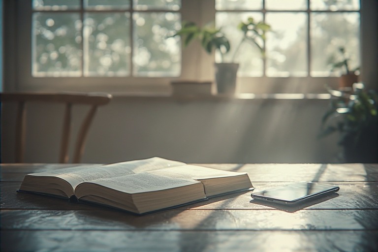 A book open on a table