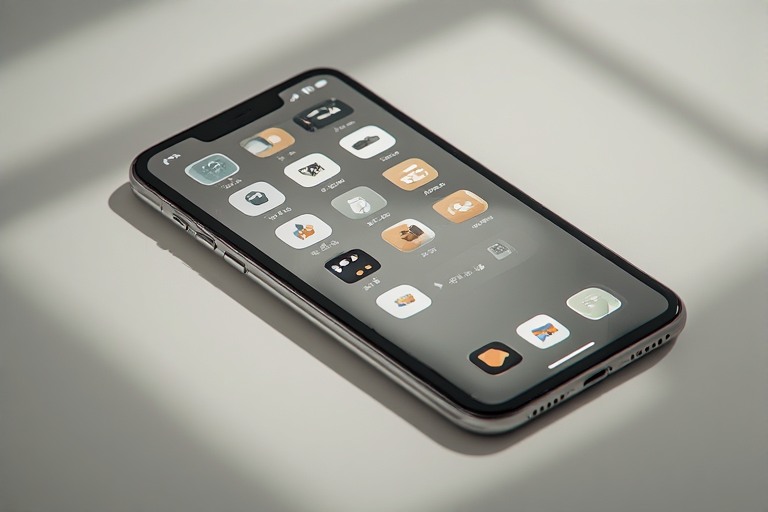 minimalist smartphone screen with few generic icons