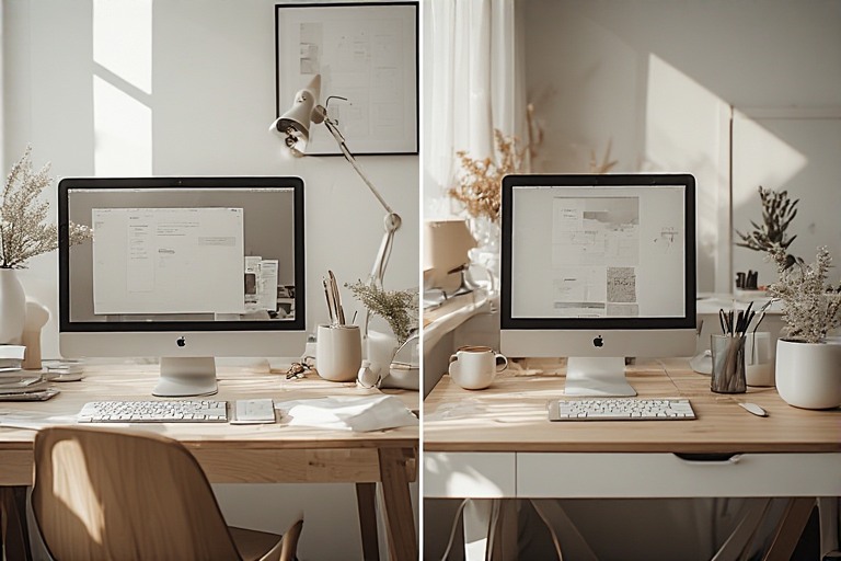 Multiple minimal setups, each clean but slightly different—symbolizing personalization. 