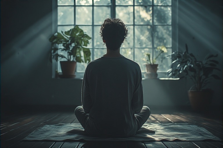 person sitting calmly representing presence and clarity