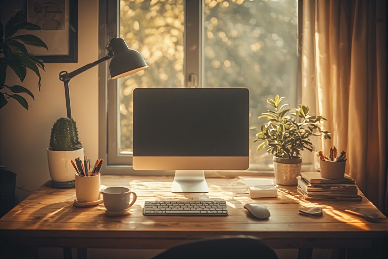 A curated digital minimalist workspace