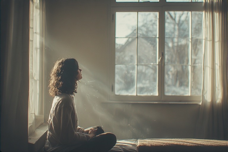 A person sitting near a window, enjoying missing out