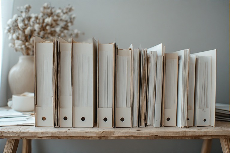Organized folders on a shelf representing a clean digital file structure