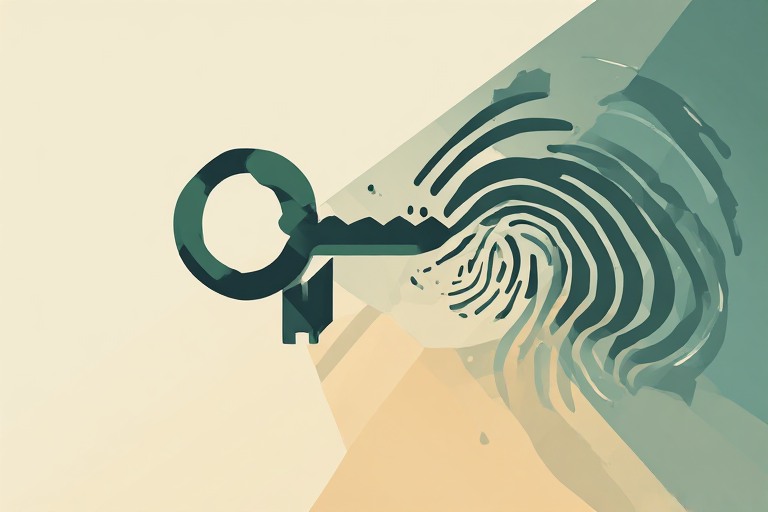 Abstract illustration representing a passkey as a device-based credential replacing passwords