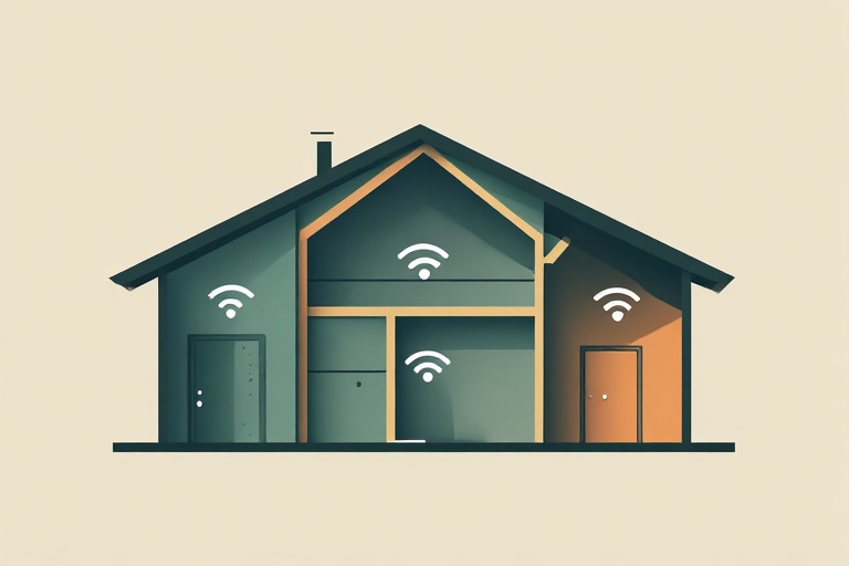 Illustration of a house with separate rooms representing segmented home network zones