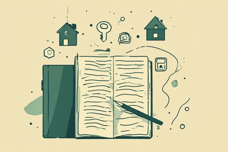 Notebook and icons representing assets covered in a home security risk assessment