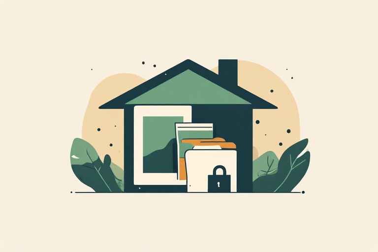 Illustration of family photos and documents stored privately on a home NAS